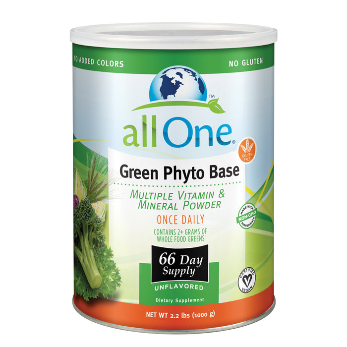 allOne Green Phyto Base Multiple Vitamin and Mineral Powder | Unflavored | With Wholesome Greens & Rice Protein | Non-GMO & No Gluten (66 Servings)