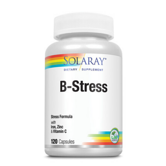 Solaray B-Stress Plus Iron and Zinc Supplement | 120 Count