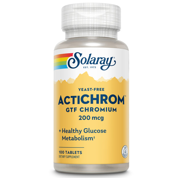 Solaray ActiCHROM, GTF Chromium, Made Without Yeast, 100 Servings, 100 Tablets