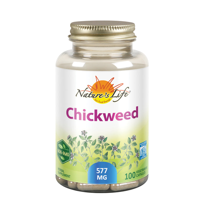 Nature's Life Chickweed 577 Herbal Supplement, Healthy Digestion, Skin and Immune Function Formula, 100ct, 50 Serv.