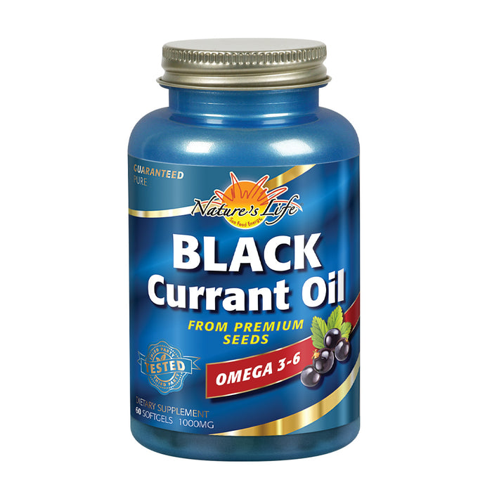 Nature's Life Black Currant Seed Oil 1000 mg | With Omega-3 ALA, Omega-6 GLA and Stearidonic Acid | 60ct