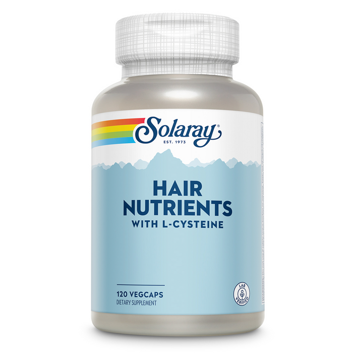 Solaray Hair Nutrients with L-Cysteine - Hair Vitamins with Biotin for Hair Growth Support - Hair Skin and Nails Vitamins for Women and Men - Lab Verified, 60-Day Guarantee - 60 Servings, 120 VegCaps