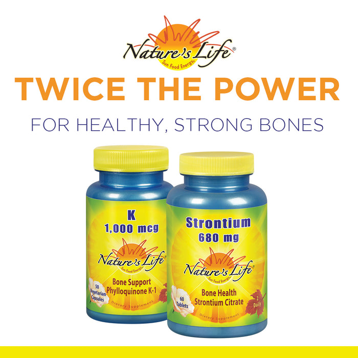 Nature's Life Vitamin K 1000mcg | Phylloquinone K-1 Supplement, Healthy Bones & Cardiovascular Support | 50CT