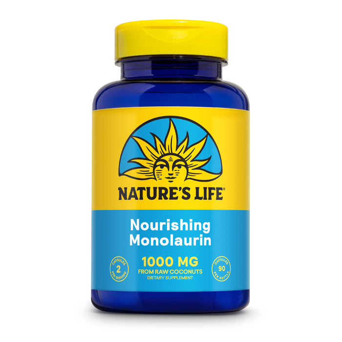 Nature’s Life Monolaurin 1000 mg, Nourishing Monolaurin from Natural Raw Coconut, Immune Support Supplement, Gut Health, Balanced Gut Flora, 60-Day Guarantee, 45 Servings, 90 Vegetarian Capsules