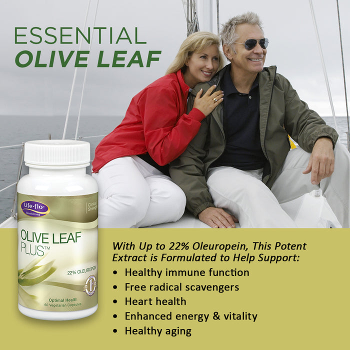 Life-Flo Olive Leaf Plus | Olive Leaf Extract W/ 22% Oleuropein | For Healthy Immune Function, Energy & Vitality Support | No Gluten | 60 Veg Caps