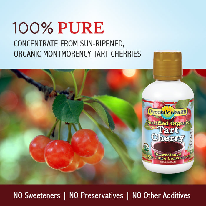 Dynamic Health Organic Tart Cherry Juice Concentrate | 100% Pure | 16 Servings