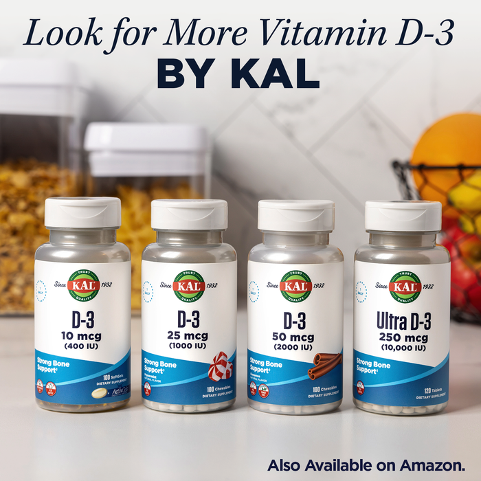 KAL Vitamin D3 2000 IU (50 mcg) DropIns - Liquid Vitamin D3 Drops - Bone Strength and Immune Support Supplement - Natural Blueberry Flavor - Vegetarian, 60-Day Guarantee, Approx. 590 Servings, 1.8oz