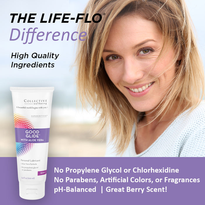 Life-Flo Good Glide Personal Lubricant with Aloe Vera & Glycerin | pH Balanced | No Propylene Glycol Or Chlorhexidine | Berry Scent | 3.4oz