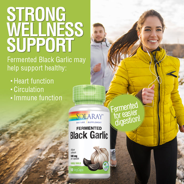 Solaray Fermented Black Garlic 500 mg | Healthy Immune, Circulatory & Cardiovascular Support | 50 VegCaps