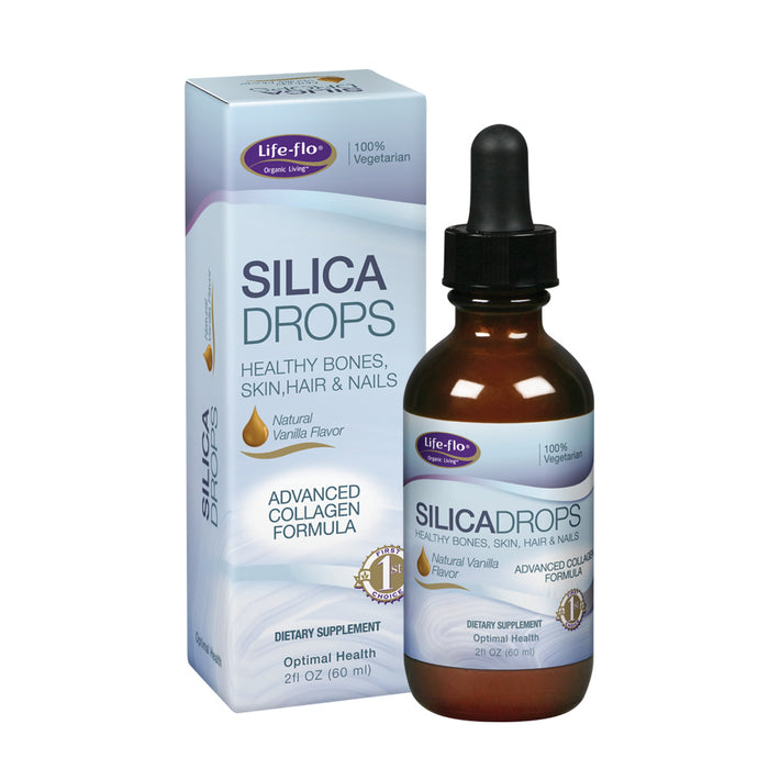 Life-flo Silica Drops | Vanilla Taste | For Hair, Skin, Nails, Healthy Bones & Joints Support | With Biotin, Boron, Zinc & Vitamin D3 | 2 fl oz