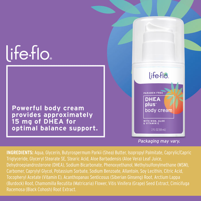 Life-Flo DHEA Plus Body Cream | 15mg DHEA for a Womans Healthy Balance | With MSM, Aloe & Vitamin E | 2 fl oz