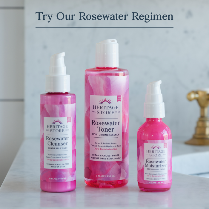 Heritage Store Rosewater Spray Hydrating Mist for Skin & Hair No Dyes or Alcohol, Vegan (2oz)