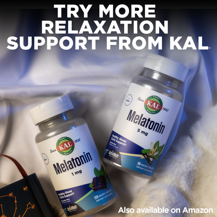 KAL Melatonin 3mg Sleep Aid, Fast Dissolve Melatonin Tablets, Calming Relaxation and Healthy Sleep Cycle Support, with Added Vitamin B6, Vegan, Gluten Free, Non-GMO (60 Servings, 60 ActivTabs)