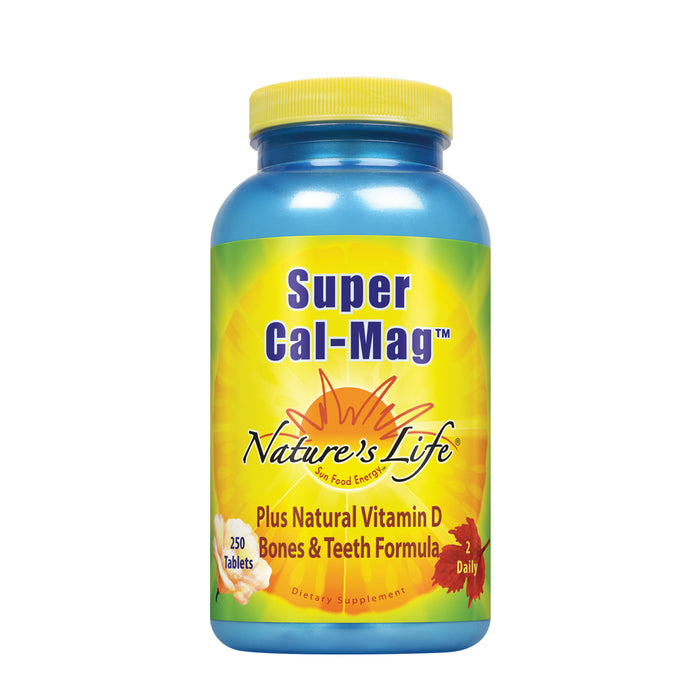 Nature's Life Super Cal Mag | 1000mg of Calcium & 500mg of Magnesium with Vitamin D-2 | Healthy Teeth & Bones Support (250 CT)