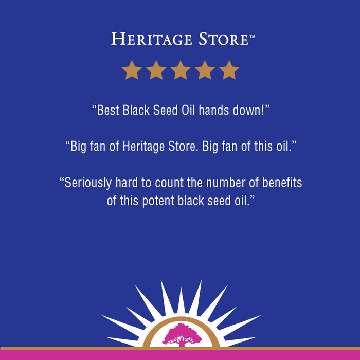 Heritage Store Black Seed Oil | 3% Thymoquinone | Pure & Cold Pressed | Healthy Heart, Digestion, Immune, Metabolism, Hair & Skin Support | 1 oz