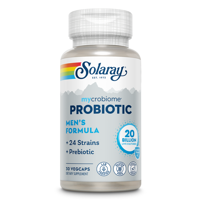 Solaray Mycrobiome Probiotic Men’s Formula, Probiotics for Men, Gut Health, Digestion, Immune Function & More, 20 Billion CFU Mens Probiotic, 24 Strains Plus Prebiotic, 30 Servings, 30 VegCaps