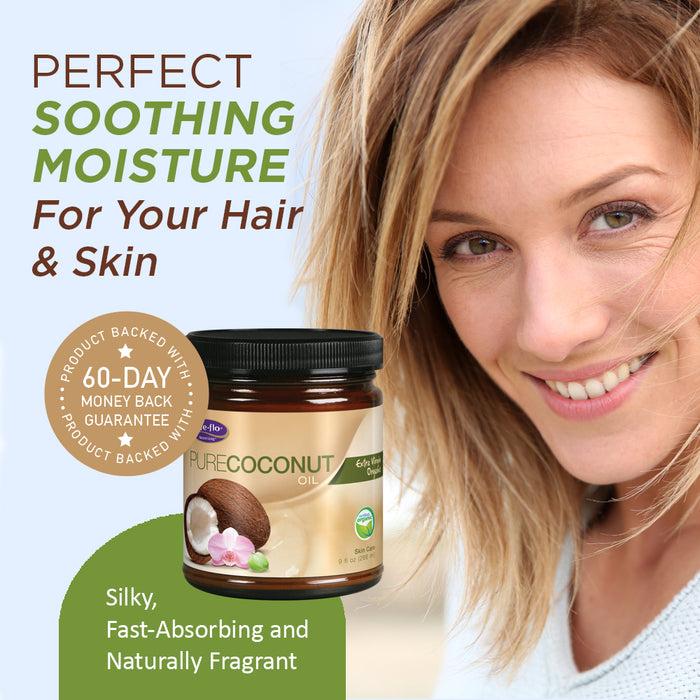 Life-Flo Pure Coconut Oil, Organic, Extra Virgin | All-Purpose Moisturizer For Dry Skin, Hair & Scalp | Cleanser, Bath/Body Oil & Shaving Lotion | 9oz