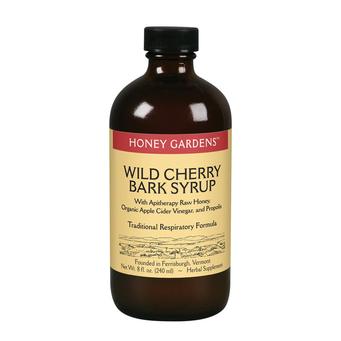 Honey Gardens Wild Cherry Bark Syrup with Apitherapy Raw Honey, Propolis & Wild Crafted Herbs | Traditional Respiratory Formula