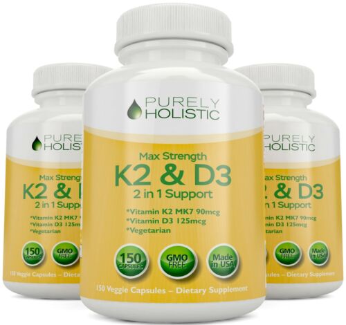 Vitamin D3 with K2 D3 5000IU and K2 90mcg 150 Vegetarian Capsules High Strength