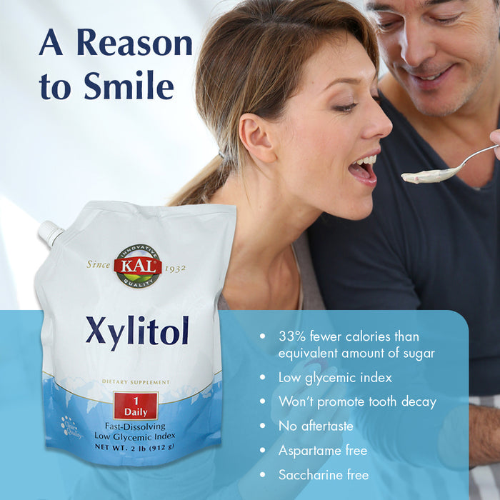 KAL Xylitol | Fast Dissolving Powder | Low Glycemic Sweetness | Fewer Calories Than Sugar | Wont Promote Tooth Decay | 2lbs