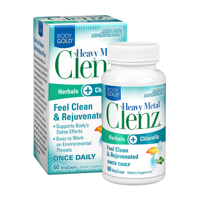Body Gold Heavy Metal Clenz | Herbals & Chlorella for Healthy Detoxification & Cleansing Support | 30 Serv, 60 VegCaps