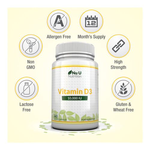 Vitamin D3 10000 iu 365 Tablets Vit D3 10,000 IU(1 Full Year Supply)