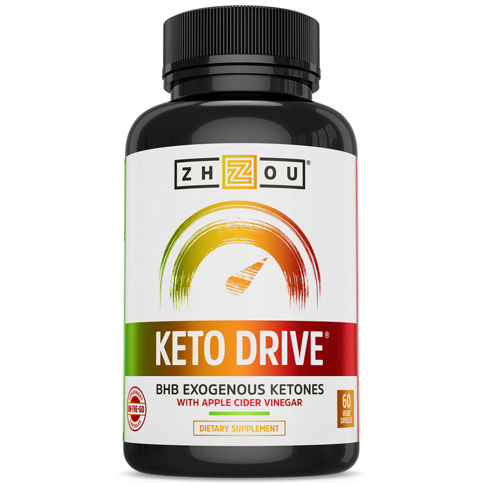 Zhou Keto Drive Capsules | Ketosis Supplement with BHB Exogenous Ketones | 30 Servings, 60 Caps