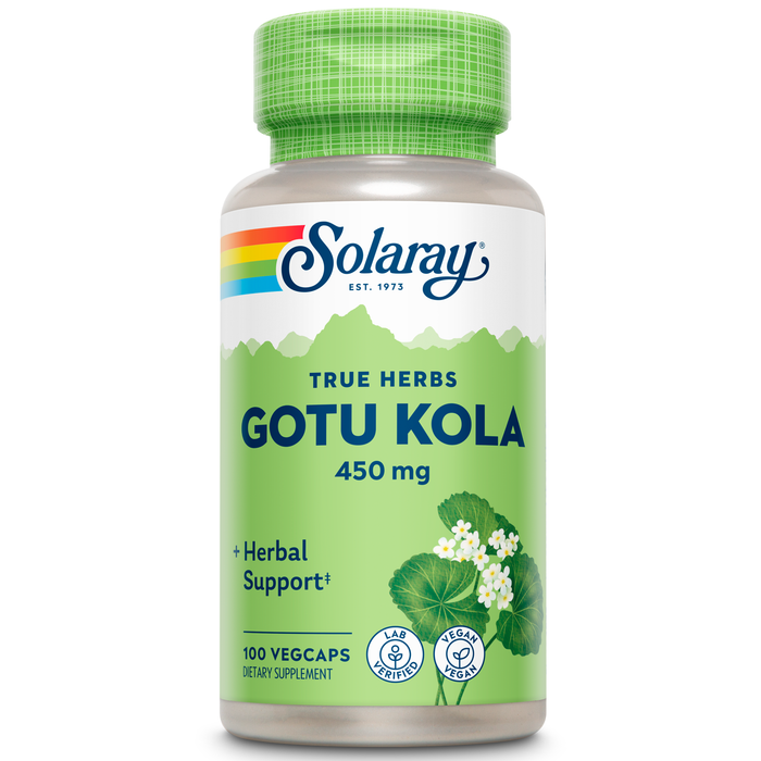 Solaray Gotu Kola 450 mg | Healthy Mood Circulation Support | Non-GMO & Vegan | 100 VegCaps