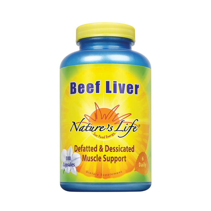 Nature's Life Desiccated Beef Liver 1500mg | From Defatted Argentine Cattle | Naturally Occurring Iron Supplement | 100 Capsules