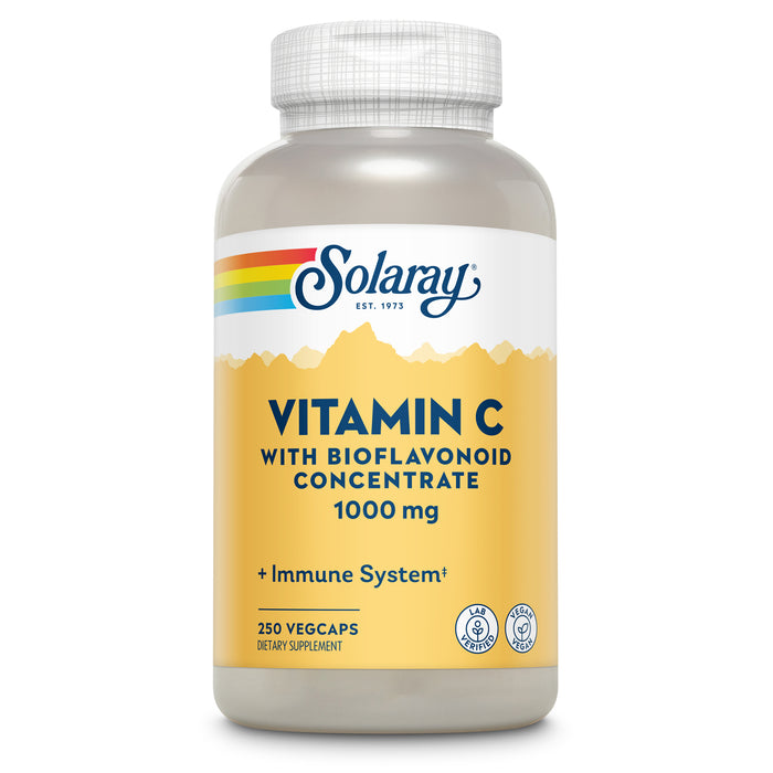 Solaray Vitamin C w/ Rose Hips, Acerola & Bioflavonoids, 1000mg, Supports Immune Function & Healthier Skin, Hair, Nails , Non-GMO, Vegan, 250 CT