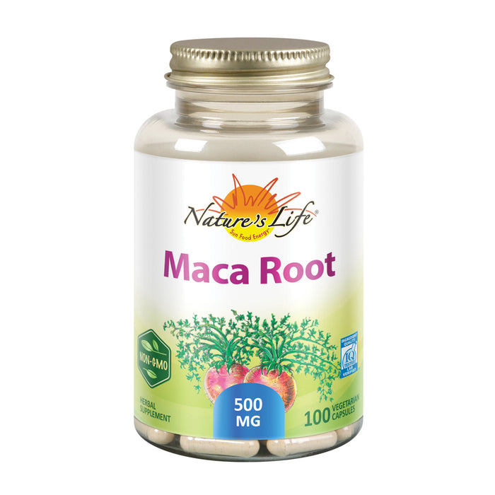 Nature's Life Maca Root 500mg | Healthy Energy, Vitality & Stamina Support | Non-GMO, Vegan | No Fillers | 100 Veg Caps