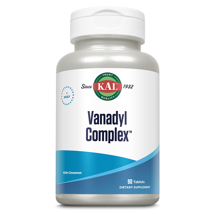 KAL Vanadyl Complex with Vanadyl Sulfate 10mg, Energy and Metabolism Supplement, with Chromium Picolinate, Vitamin C, Cinnamon and Clove, Rapid Disintegration Tablets, 60-Day Guarantee, 90 Serv, 90ct