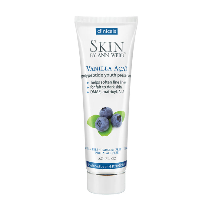 Skin by Ann Webb Youth Preserve | DMAE Anti-Aging & Skin Firming Cream | No Parabens & Phthalates | Vegan | Vanilla Acai Scented | 3.5 Oz