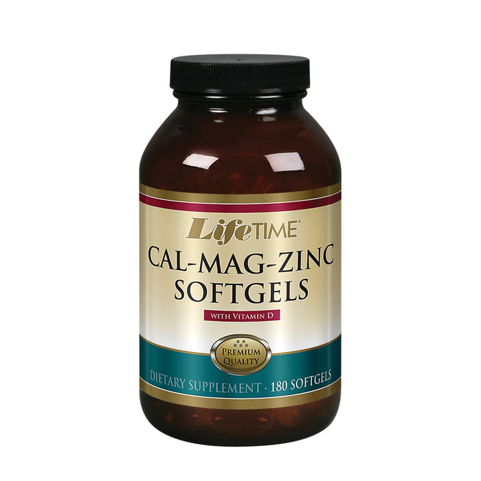 Lifetime Calcium Magnesium Zinc w/ Vitamin D | Support Bone, Muscle & Immunity Health | Easy Absorption | Softgel Capsule | 180 Capsules, 60 servings