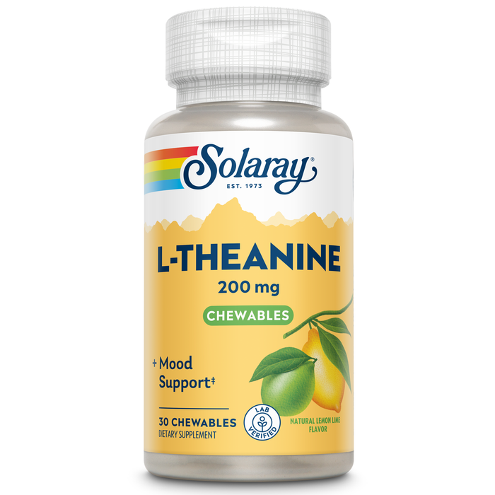 Solaray Sugar-Free L-Theanine Chewable, Lemon-Lime Flavor - 30 Chewables - 200 mg