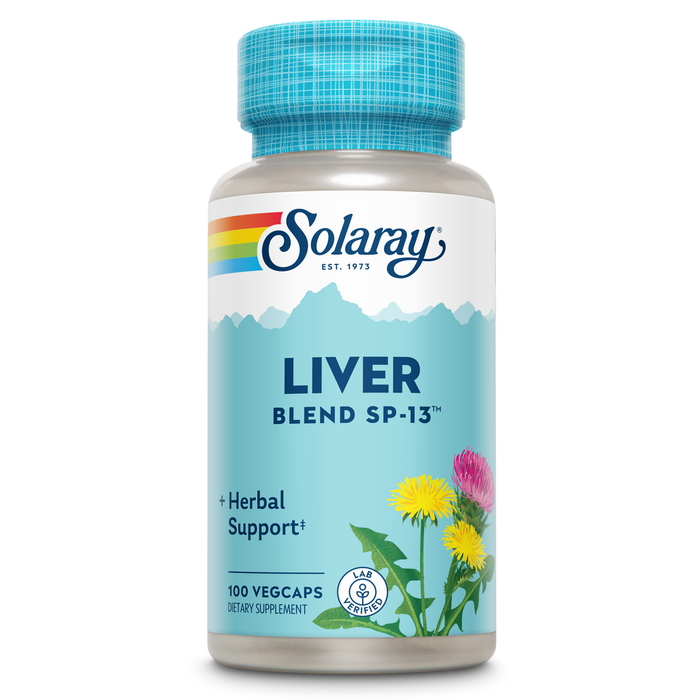 Solaray Liver Blend SP-13, Traditional Liver Cleanse Detox & Repair Support with Milk Thistle, Dandelion, Burdock, Artichoke Leaf, Kelp, Peppermint, and Trace Minerals, 100 Servings, 100 VegCaps