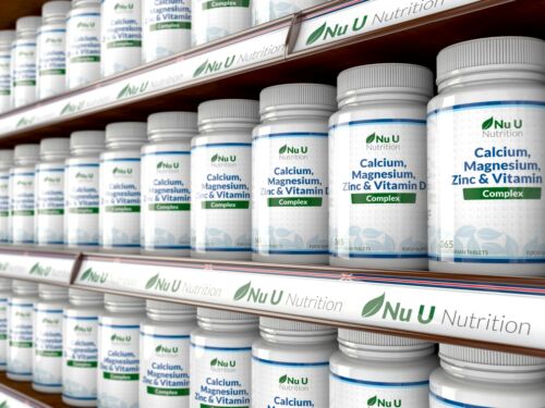 Calcium Magnesium Zinc & Vitamin D Supplement 365 Vegetarian Tablets by Nu U