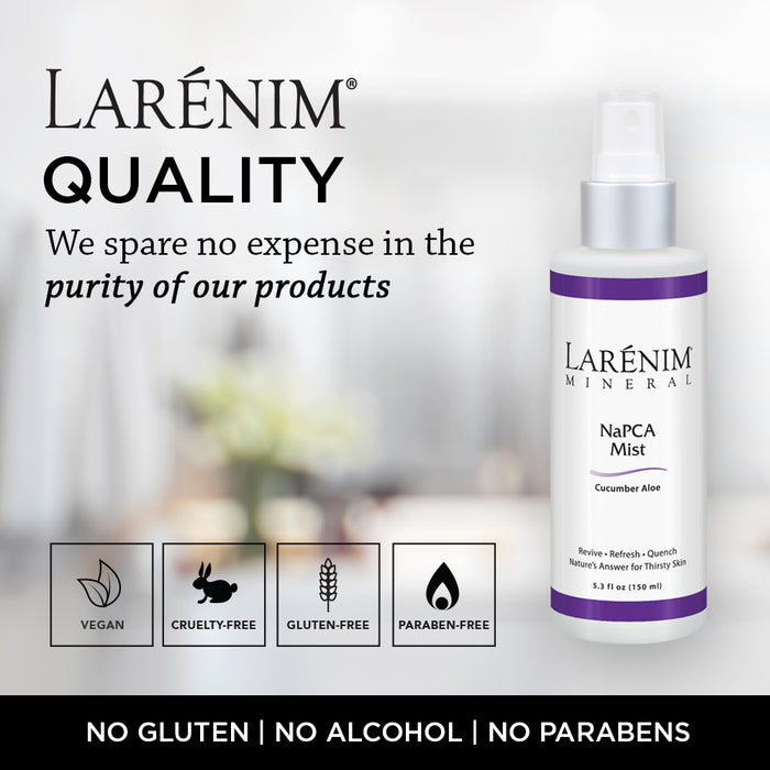 Larenim NaPCA Mist Cucumber Aloe | Natural Skin Moisturizer | Hydrate Body & Face, pH Balanced | No Oil or Scent | Vegan, No Parabens | 5.3fl oz
