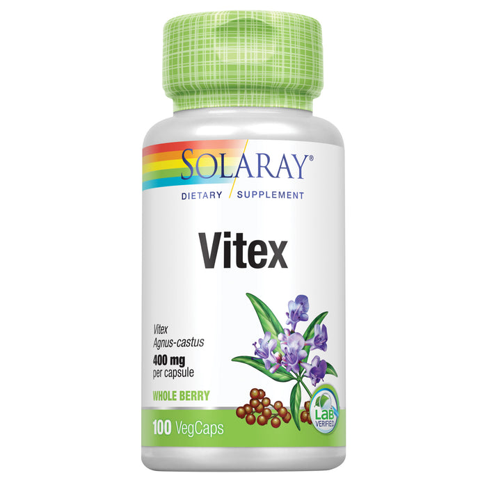 Solaray Vitex Berry 400mg | Womens Healthy Hormone Balance Formula | Menstruation & Menopause Support, 100ct