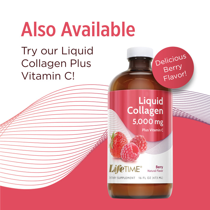 Lifetime Liquid Collagen w/ Hyaluronic Acid & Vitamin D3 | Supports Healthy Skin, Hair, Joints, Eye & Bone Health | 2000 mg | 16 FL oz