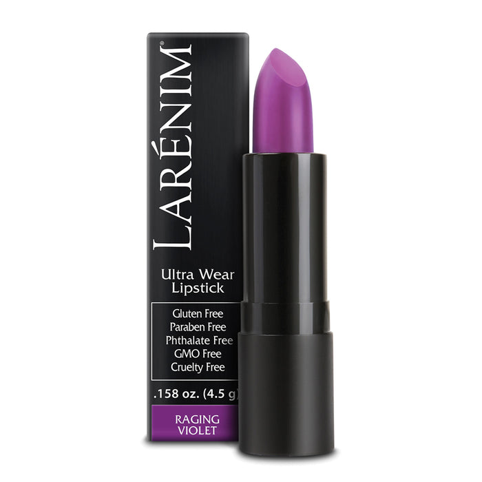 Larenim Raging Violet Ultra Wear Lipstick | Bold Color & Rich Satin Finish | Lightweight, Buildable Coverage for All Day Wear | No Gluten | 4.5g