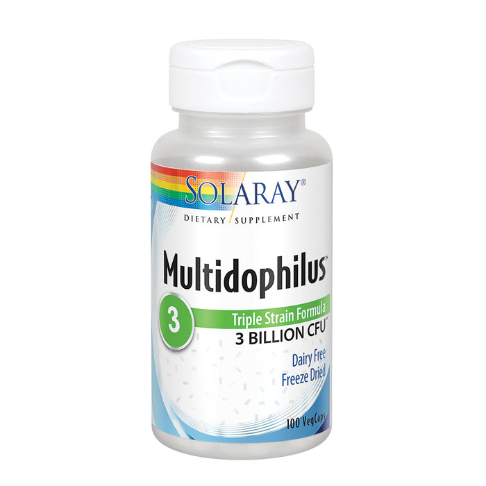 Solaray Multidophilus 3 Freeze Dried | 3 Billion CFU | Probiotics L. acidophilus, B. bifidum, and L. bulgaricus for Healthy Gut Support | 100 VegCaps