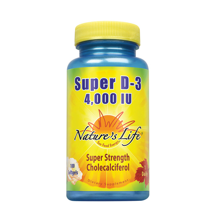 Nature's Life Super D-3 4000 IU | High Potency Vitamin D Supplement | May Support Healthy Bones, Teeth & Immune System | 100 Softgels