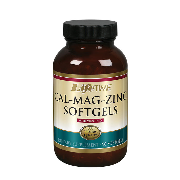 Lifetime Calcium Magnesium Zinc w/ Vitamin D | Support Bone, Muscle & Immunity Health | Easy Absorption | Softgel Capsule | 90 Capsules, 30 servings