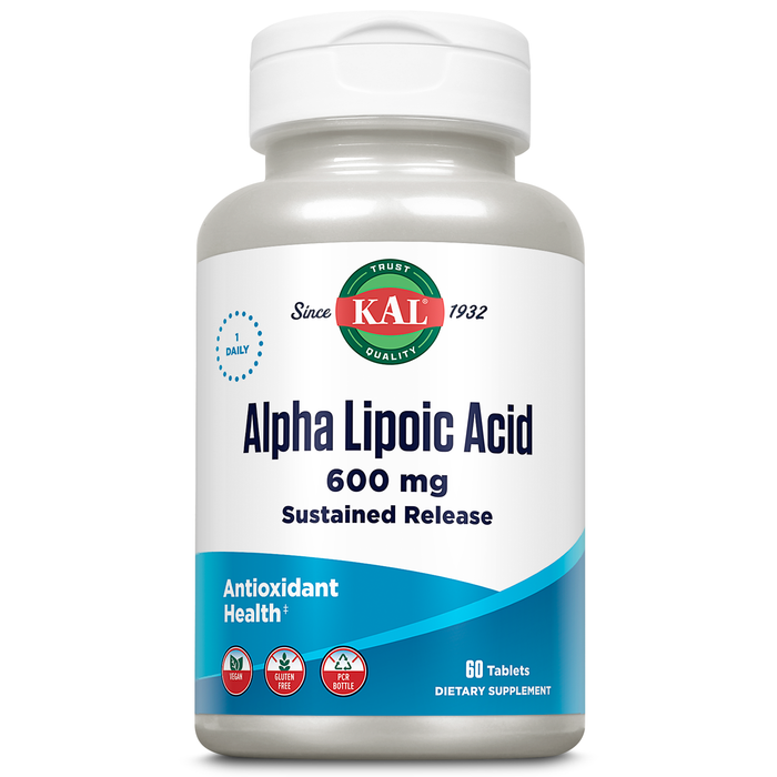KAL Alpha Lipoic Acid Sustained Release 600mg | Antioxidant Support | Vegetarian & Lab Verified | 60 Tablets