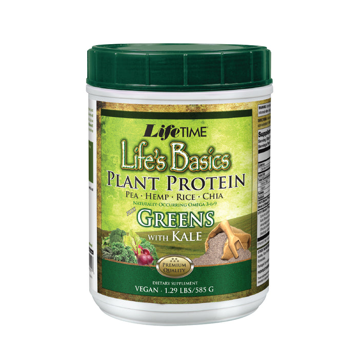 Lifetime Lifes Basics Plant Based Protein Powder | Natural Vanilla, Vegan | No Gluten, Artificial Sweeteners, Flavors or Preservatives | 1.22lb