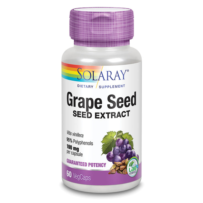 Solaray Grape Seed Extract 100 mg Plus Bioflavonoid Complex | Healthy Cardiovascular & Blood Vessel Support | 60 VegCaps
