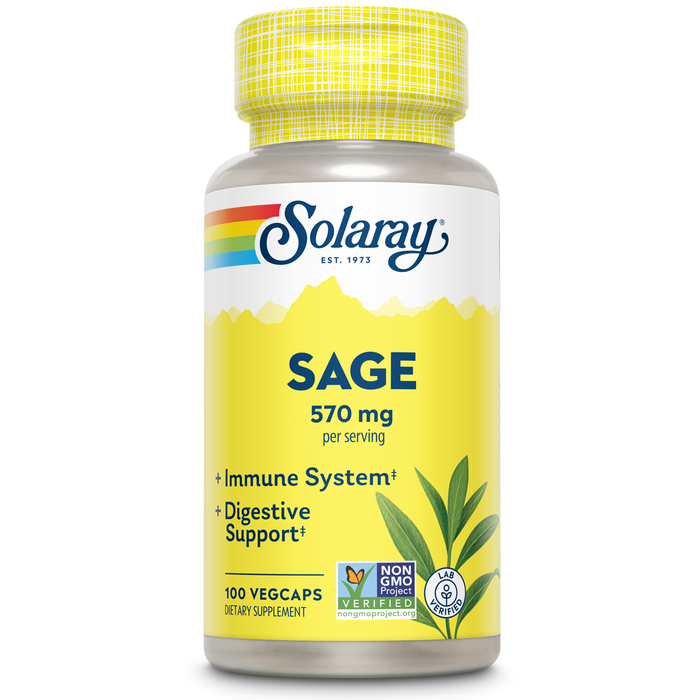 Solaray Sage Leaf | 570mg per serving | Healthy Body Odor & Perspiration, Immune Function, and Nervous & Digestive System Support | 100 VegCaps