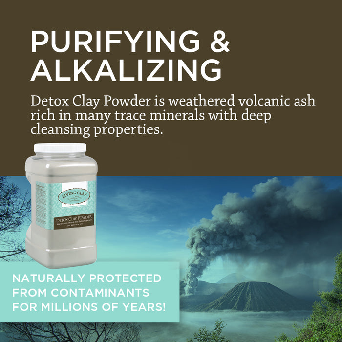Living Clay Detox Clay Powder | All-Natural Bentonite Calcium Clay for Internal & External Deep Cleansing | Perfect for