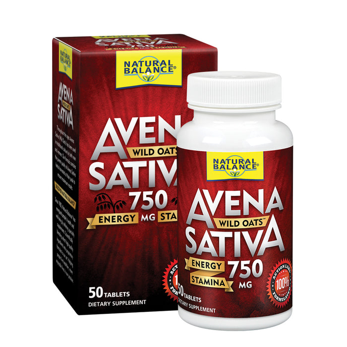 Natural Balance Avena Sativa Wild Oats 750 mg | Herbal Supplement for Healthy Energy, Stamina & Focus | Brain & Mood Support | Lab Verified | 50 Tabs